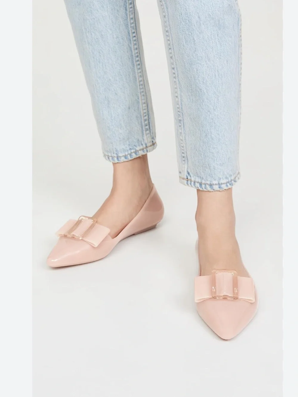 Melissa Pointed Jelly Flats with bow nude ballerina pink 7